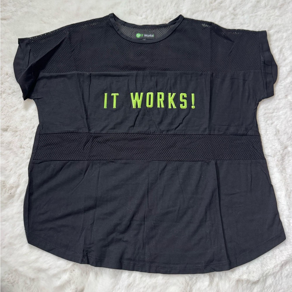 Women's Black Short Sleeve Graphic Tee - Neon Green Logo